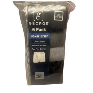 George Men Boxer Briefs Underwear Size 3XL 6 Pack Tag Free Comfort Softer New